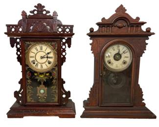 Antique Welch Carved Wooden Gingerbread Clocks Need Repairs