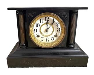 Antique Waterbury Cast Iron Pillar Mantel Clock
