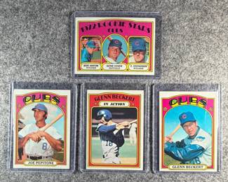 1972 Topps MLB Chicago Cubs Lot 4 Cards  Rookies Hooton, Pepitone, Beckert In Action, Beckert