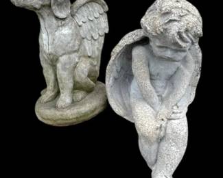 Concrete Dog Cherub Angel Garden Statues