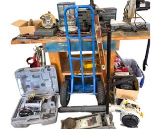 Tool Mystery Lot Including Ryobi Blower, Clarke Miter Saw, More