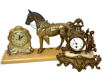 Vintage Horse Clock French Mantel Clock Need Repairs