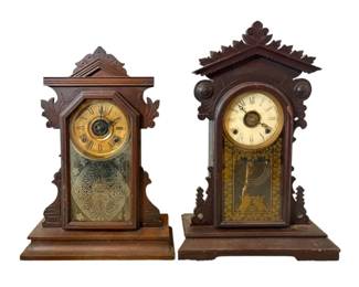 Antique Ingraham Carved Wooden Gingerbread Clocks Need Repairs