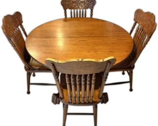 Round Oak Claw Foot Kitchen Dining Table Chairs