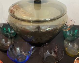 Friedrich-Kristall vintage punch bowl set. 
