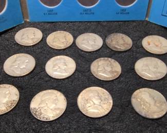 Ben Franklin Half Dollar 13 Coins Plus 4 Kennedy Half Dollar