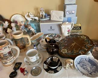 Teacups, LLadro, figurines, steins
