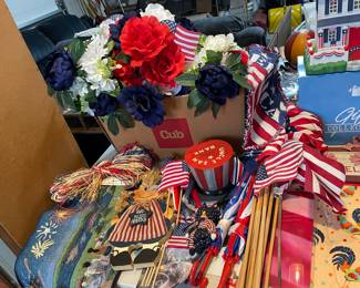 Fourth of July decor in garage