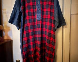 Arizona Jean Company Red Plaid Flannel and Denim Nightgown – Size SM/MD