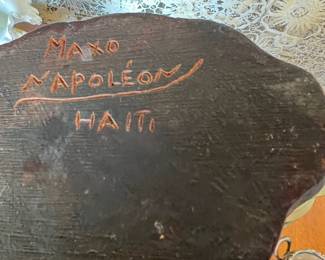 Hand Carved & Painted African Man Bust by Maxo Napoleon of Haiti