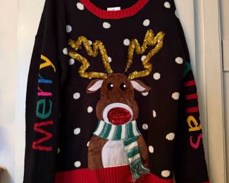 United States Sweaters Women's Black and Red Reindeer Christmas Sweater – Size XL