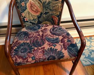 Art Deco-Style Bentwood with Botanical Tapestry Upholstery