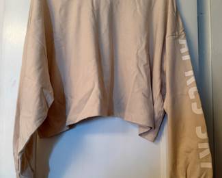Wild Fable "Apres Ski" Beige Cropped Long Sleeved Sweatshirt