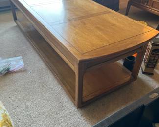 Mid-Century Style Solid Wood Coffee Table with Shelf