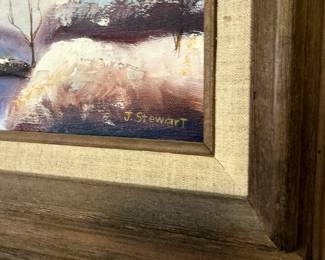 Winter Landscape Acrylic Painting by J. Stewart