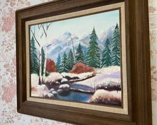 Winter Landscape Acrylic Painting by J. Stewart
