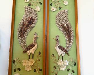 Framed Peacock Seashell Art