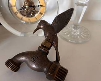 1980s White Swan- Solid Bronze Garden Faucet with Hummingbird Motif