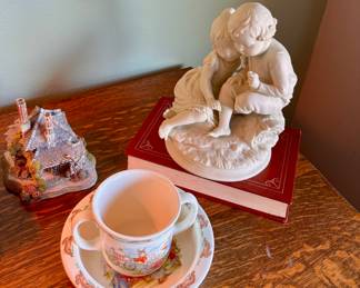 Royal Doulton Bunnykins Children's Cup & Bowl, Narco Bisque Porcelain Boy & Girl Figurine