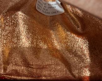 Japanese Gold & White 100% Silk Kimono with Flying Crane and Cloud Embroidered Design