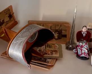 Early 1900s Mercury Stereoscope with Stereoview Cards, Pana-vue 5 - 2x2 Slide Viewer