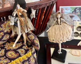 Circa 1930s Victorian Style Porcelain Face & Cloth Dolls