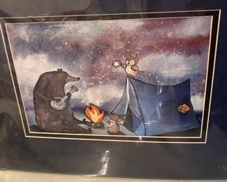 Matted Print "Camping Friends" by Andrea Doss
