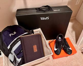 SPRI Black Exercise Folding Fitness Mat, Fila Blue & Grey Backpack