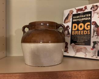 Brown Tan Stoneware Crock Bean Pot