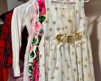 Sweet Heart Rose Gold & Cream Polka Dot Girl's Dress – Size 6X