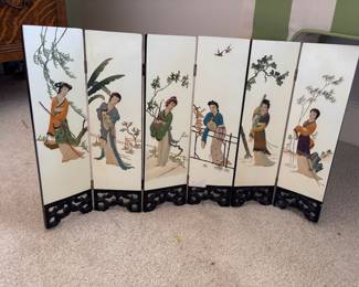 Six Panel Chinese "Beauties" Tabletop Folding Screen