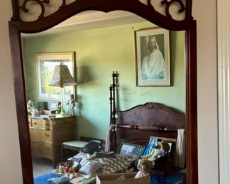 Chippendale Style Mahogany Wall Mirror with Pierced Fretwork Top