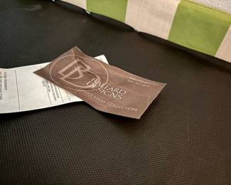 Ballard Designs Green and White Striped Upholstered Bench