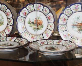 7 High Quality Sevres Cabinet Game Plates Hand