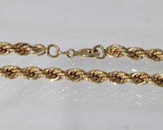 14kt yellow gold rope bracelet 7.5"