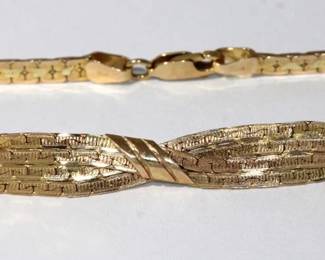 14kt yellow gold woven crossover bracelet