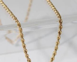 14kt yellow gold 19.5" rope chain 5.8 grams total