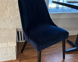 Pair of Modern Blue Velvet Accent Chairs