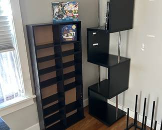 Modern Contemporary Black & Chrome Accent Bookcase