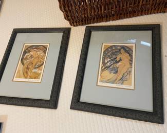 Framed & Matted Prints "Music" and "Poetry" by Alphonse Mucha