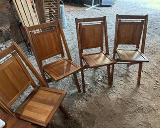 Set of 4 Circa 1940s Folding Wood Chairs