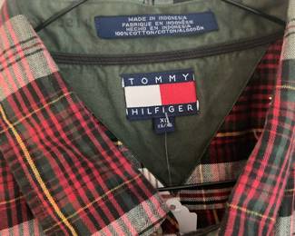 Tommy Hilfiger Men's Long Sleeve Red Plaid Button-Up Shirt – Size XL
