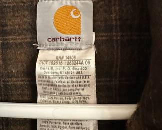 Mens Carhartt J97 BRN Blanket Lined Brown Canvas Jacket – Size XL