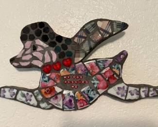 Mosaic Dog Shaped Wall Plaque