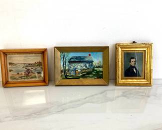 Lot 62 Signed Miniature Paintings Portrait of a Man Wall Art