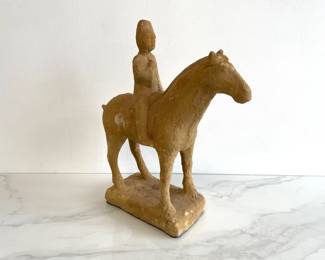 Lot 110 Chinese Horse and Rider Earthenware Pottery Figure