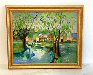 Lot 51 Original Art Country Village Landscape Impressionist Oil Painting