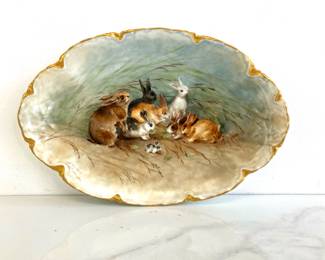 Lot 66 Vintage Haviland Limoges France Hand Painted Bunny Rabbit Porcelain Plate