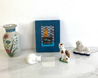 Lot 78 Vintage Cat Figurines Mini Cat Art Hand Painted Andrea by Sadek Vase