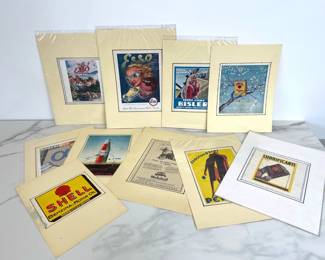 Lot 137 Vintage Oil Gas Shell Esso Mobil Etc Matted Art Print Advertisements